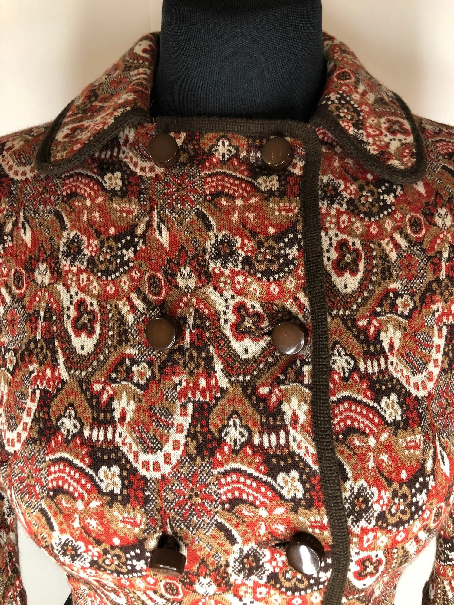 1960s Cropped Patterned Wool Jacket by Wolsey Lombardi - Size UK 8
