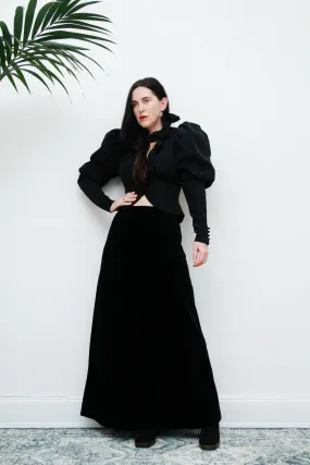 1970's Vintage Black Velvet Maxi Skirt