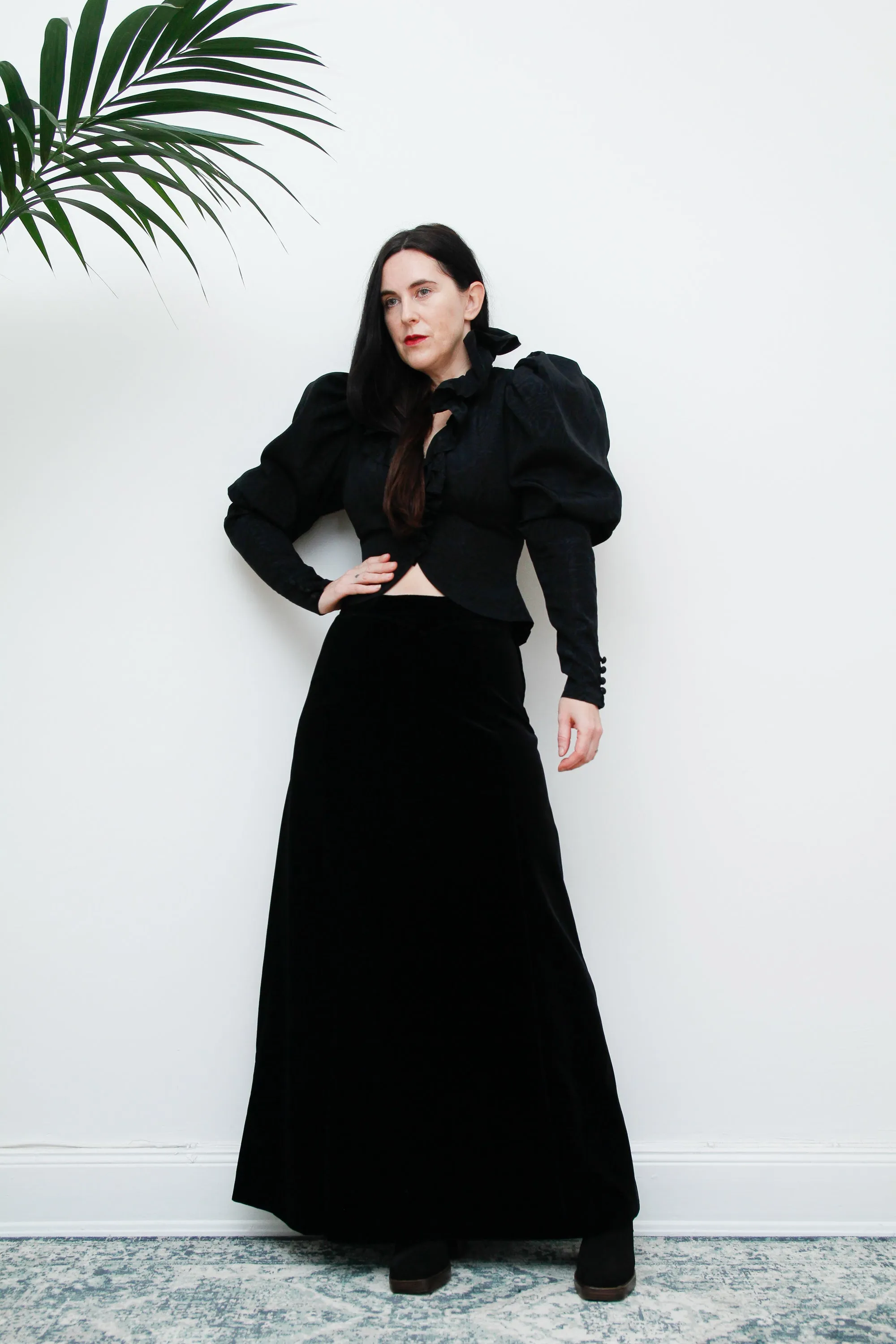 1970's Vintage Black Velvet Maxi Skirt