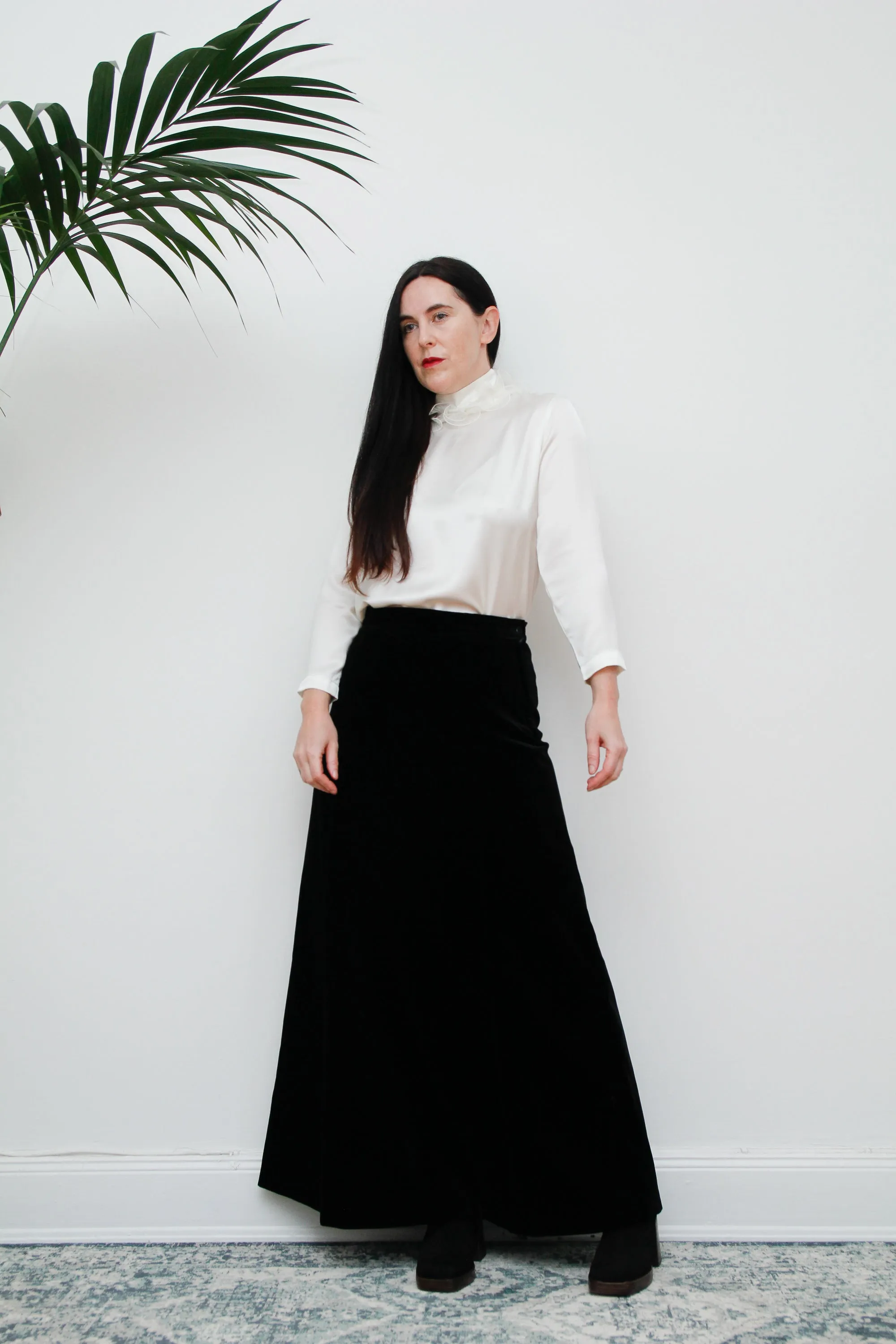 1970's Vintage Black Velvet Maxi Skirt