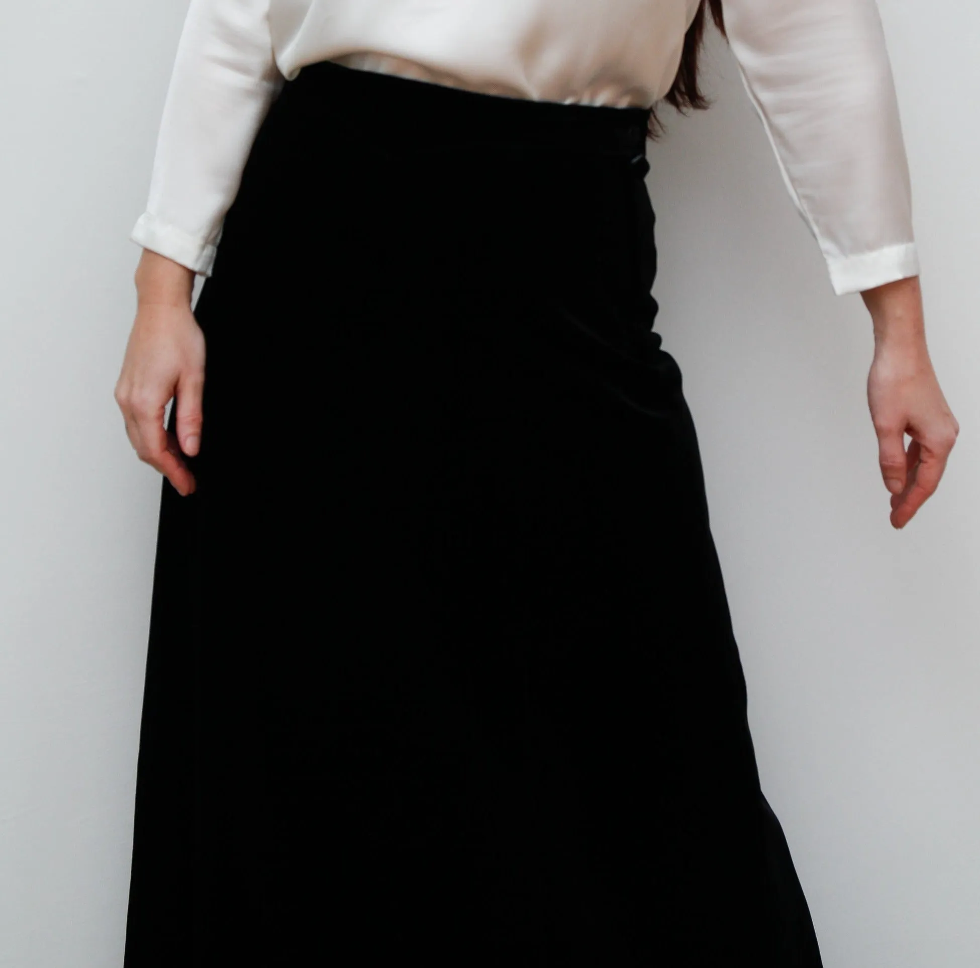 1970's Vintage Black Velvet Maxi Skirt