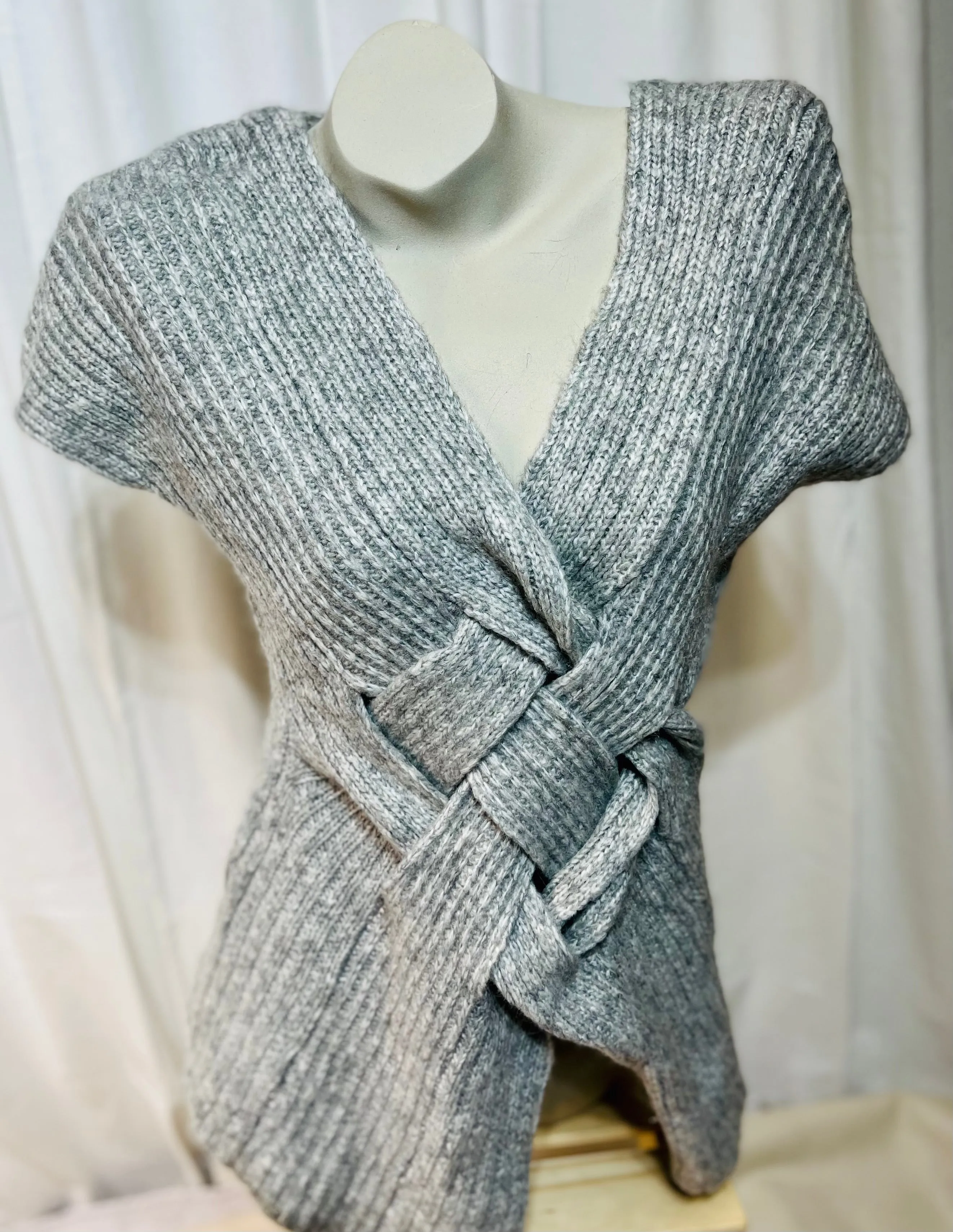 Amanda Grey or Dusty Pink Pull Over Knit Front Cross Vest
