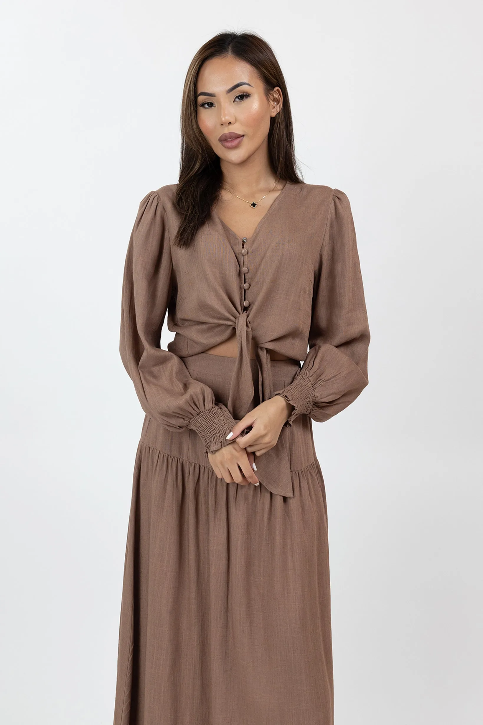 Annie Crop Tie Shirt