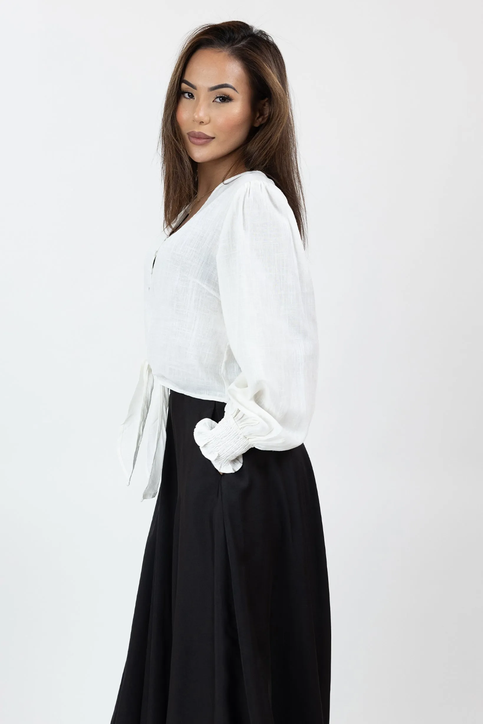 Annie Crop Tie Shirt