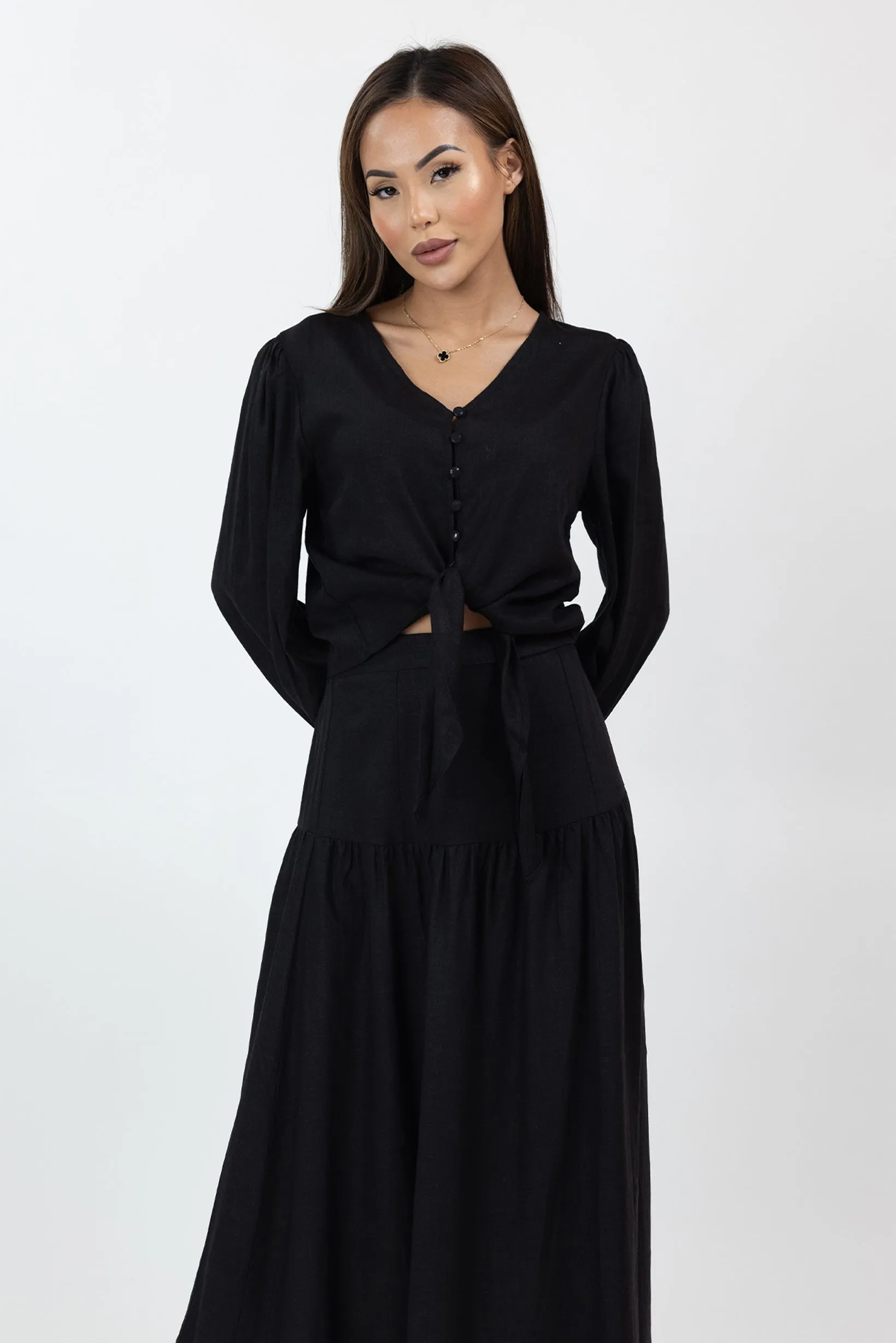 Annie Crop Tie Shirt