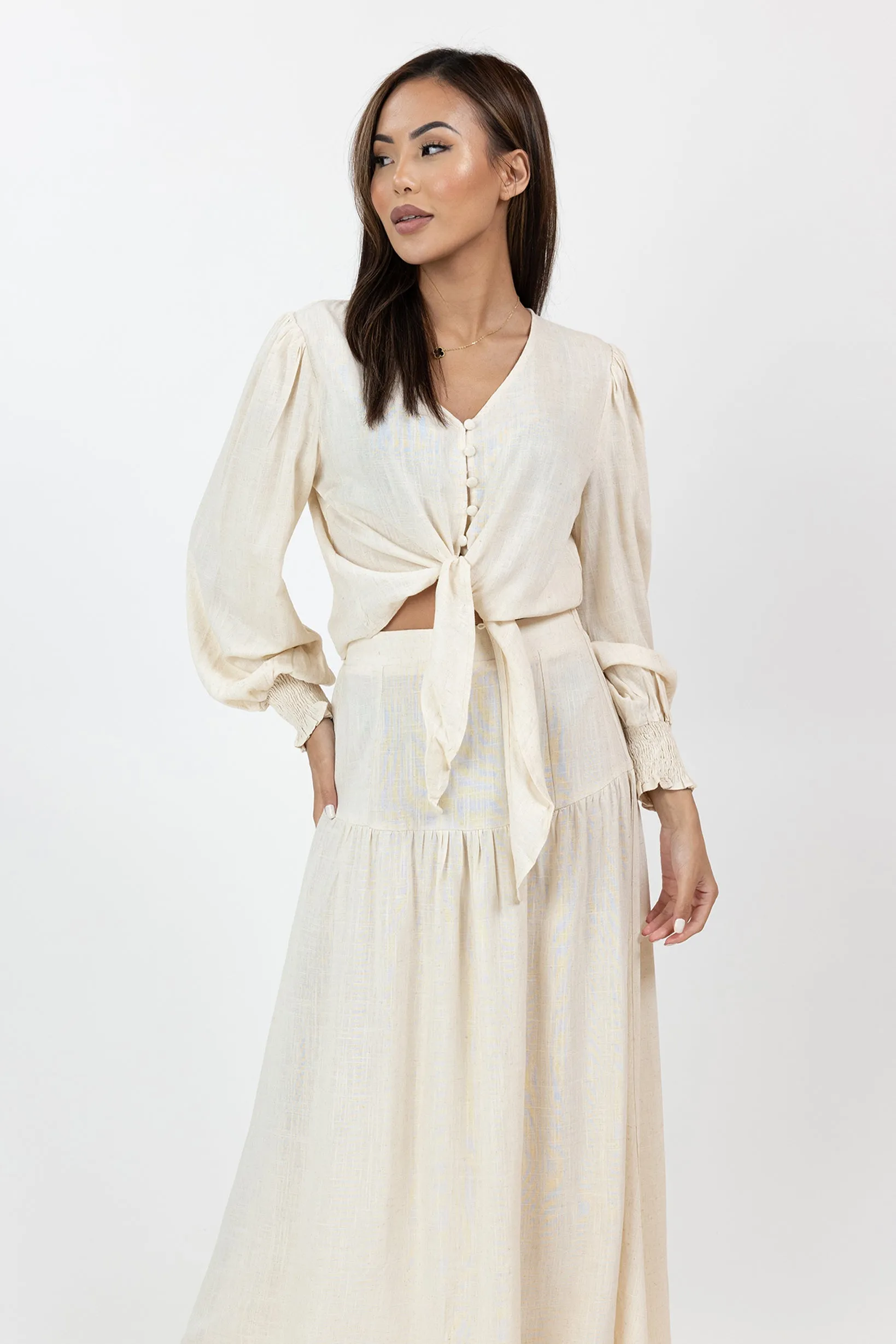 Annie Crop Tie Shirt