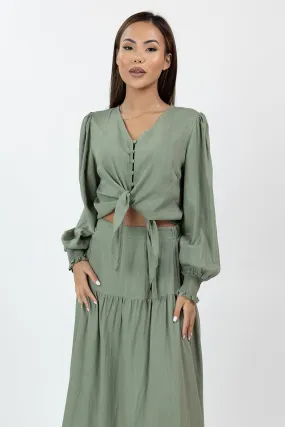 Annie Crop Tie Shirt