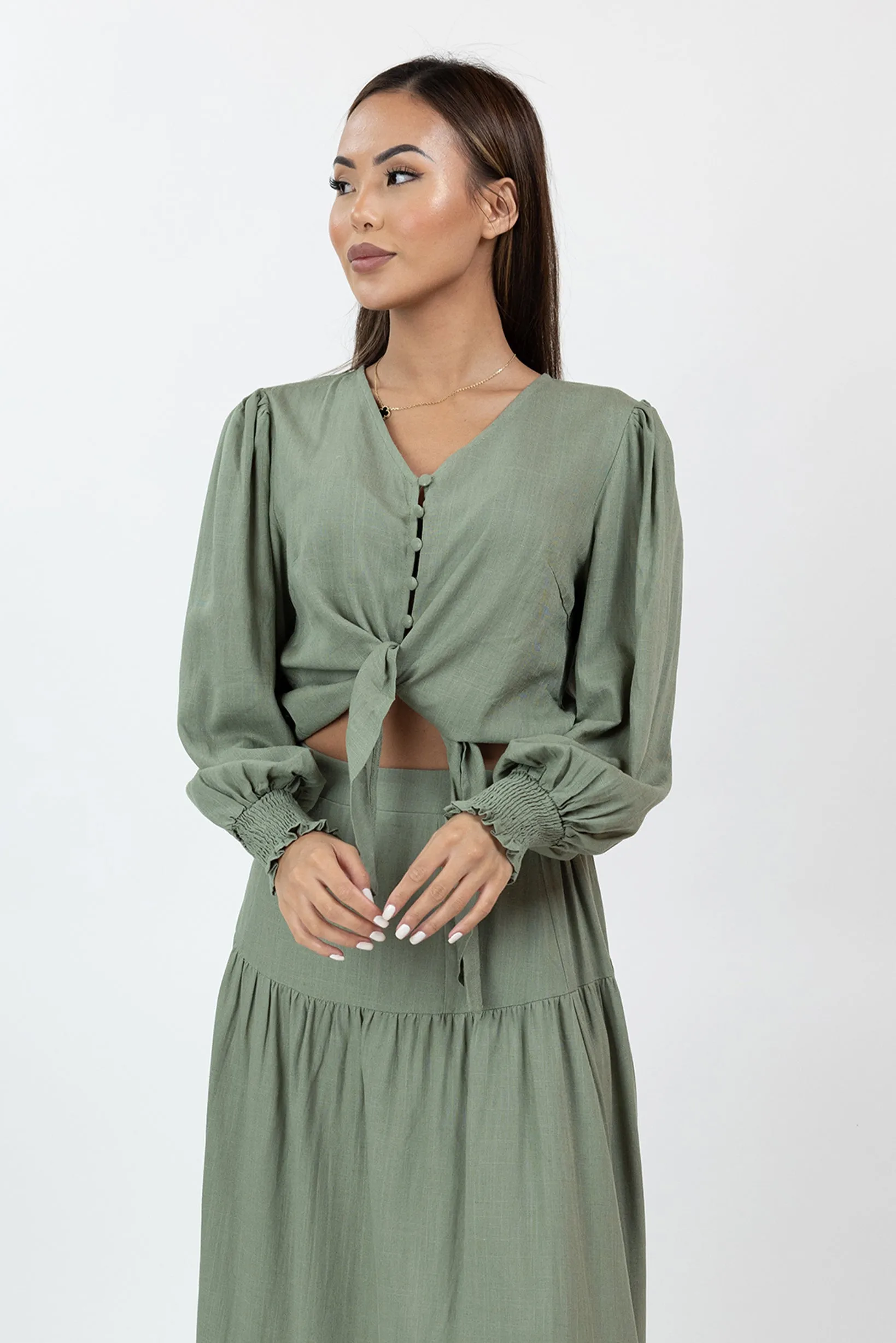 Annie Crop Tie Shirt
