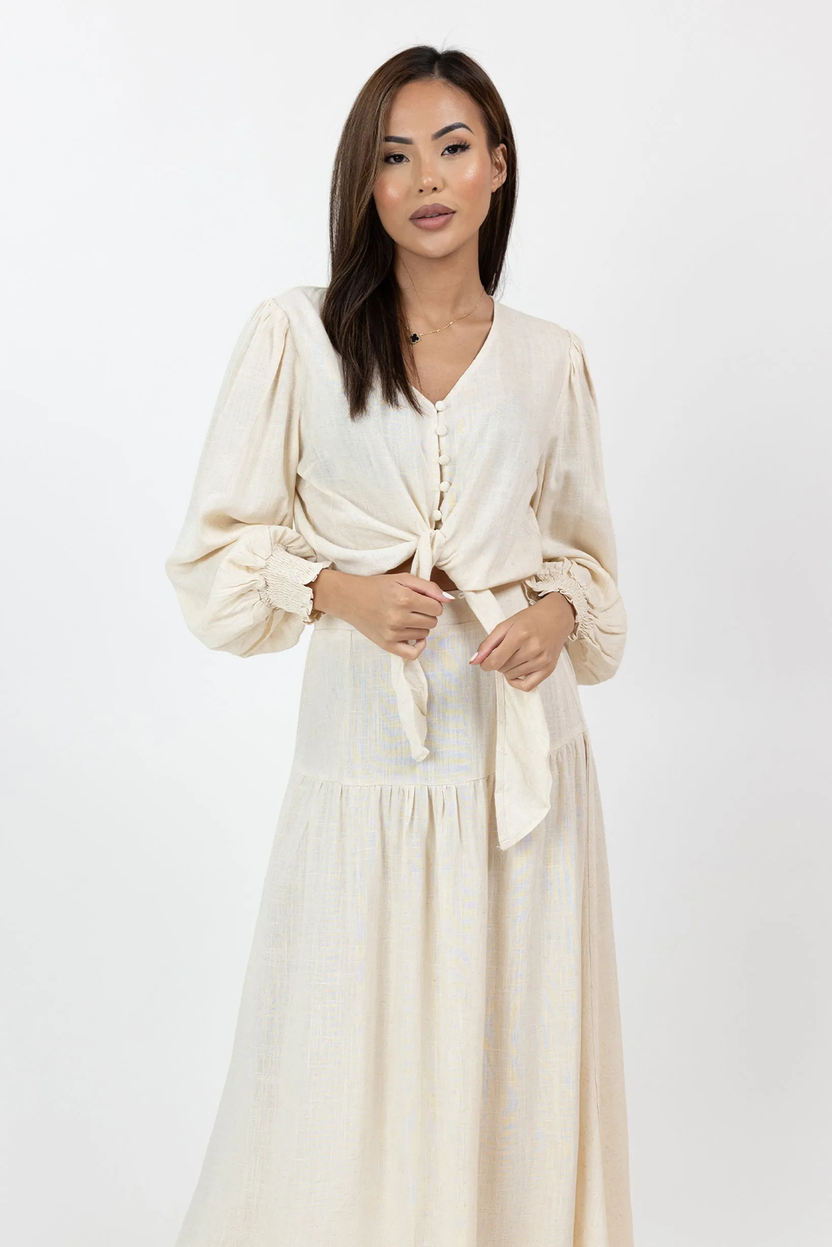 Annie Crop Tie Shirt