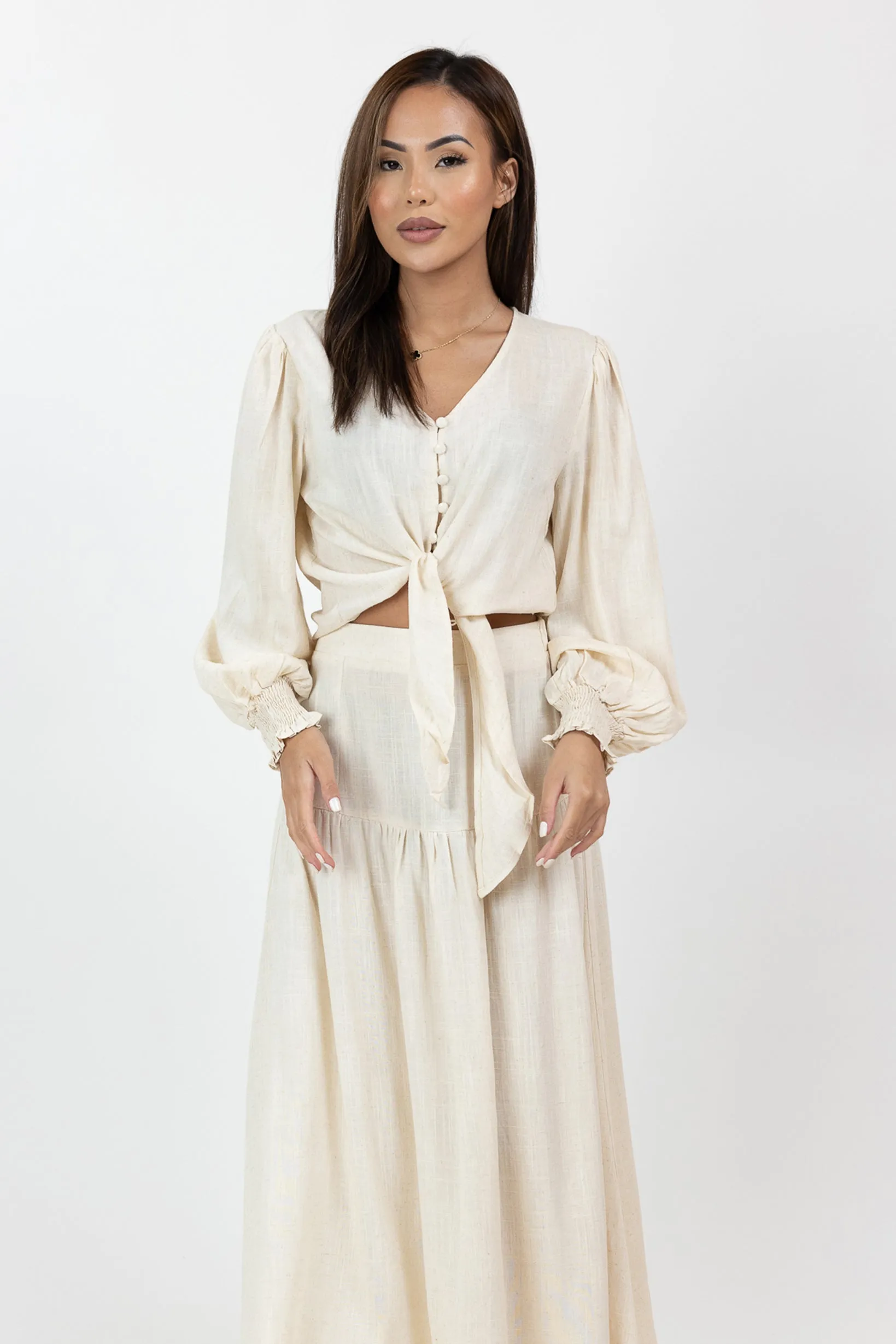 Annie Crop Tie Shirt