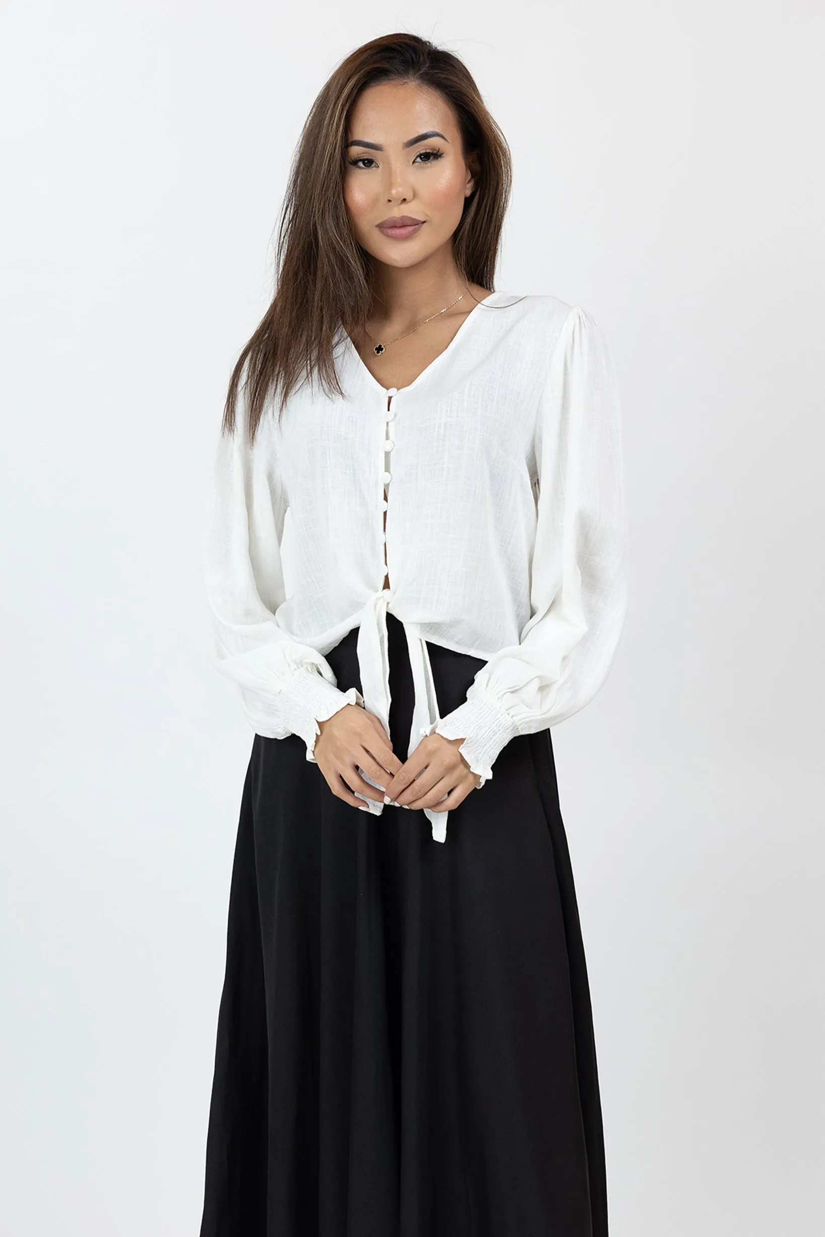 Annie Crop Tie Shirt