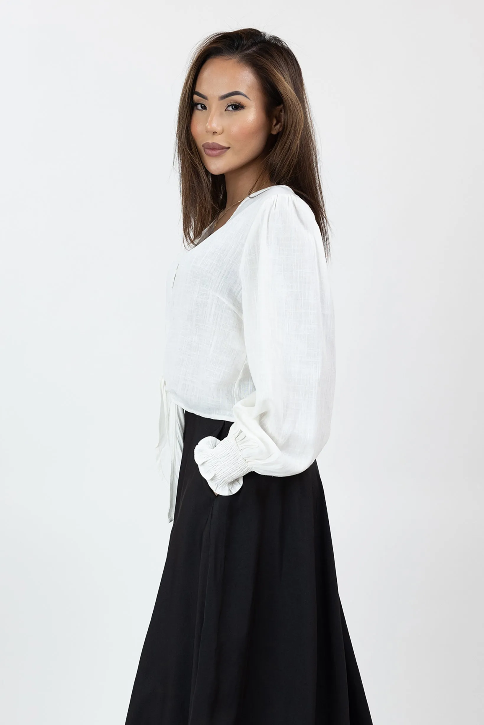 Annie Crop Tie Shirt