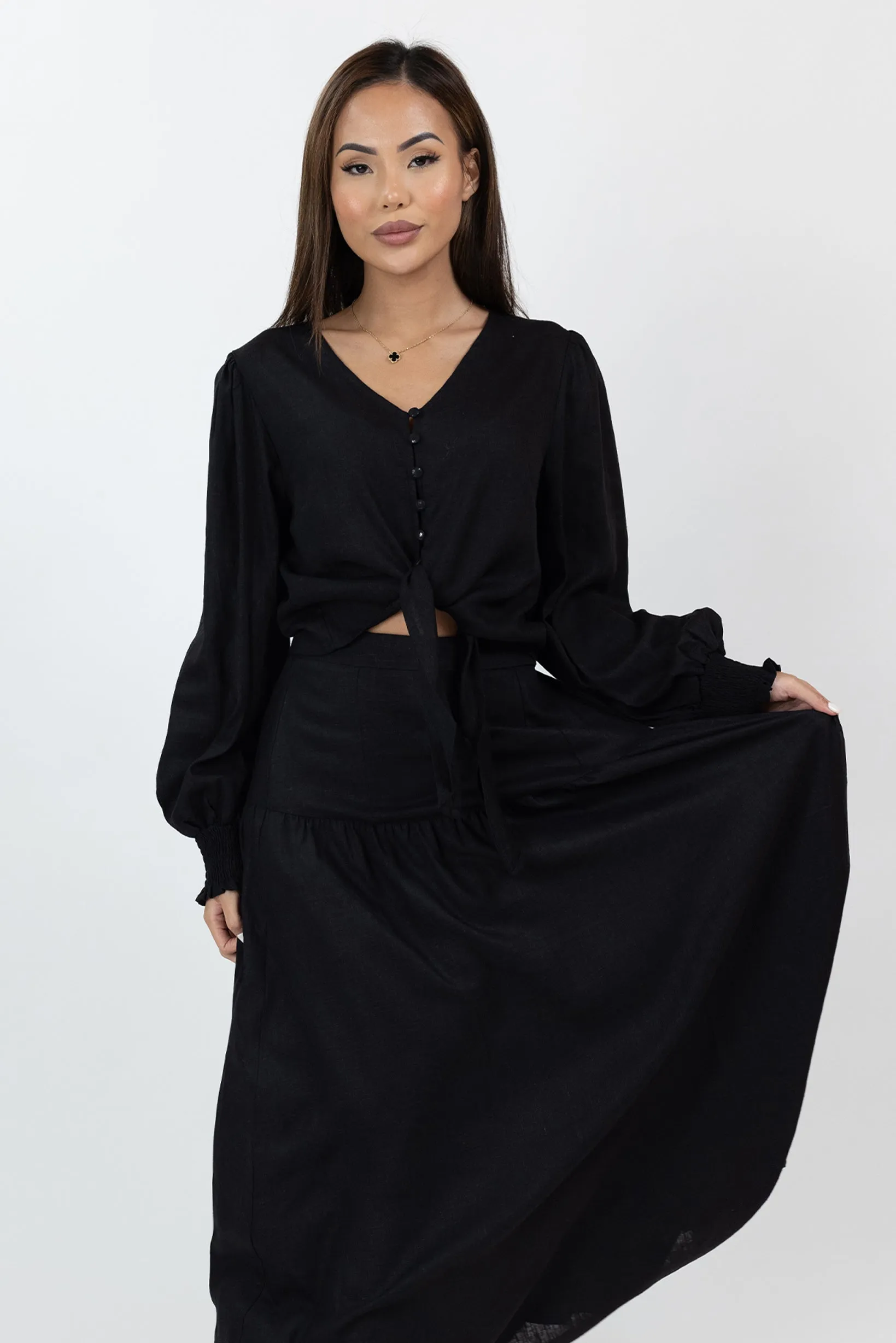 Annie Crop Tie Shirt