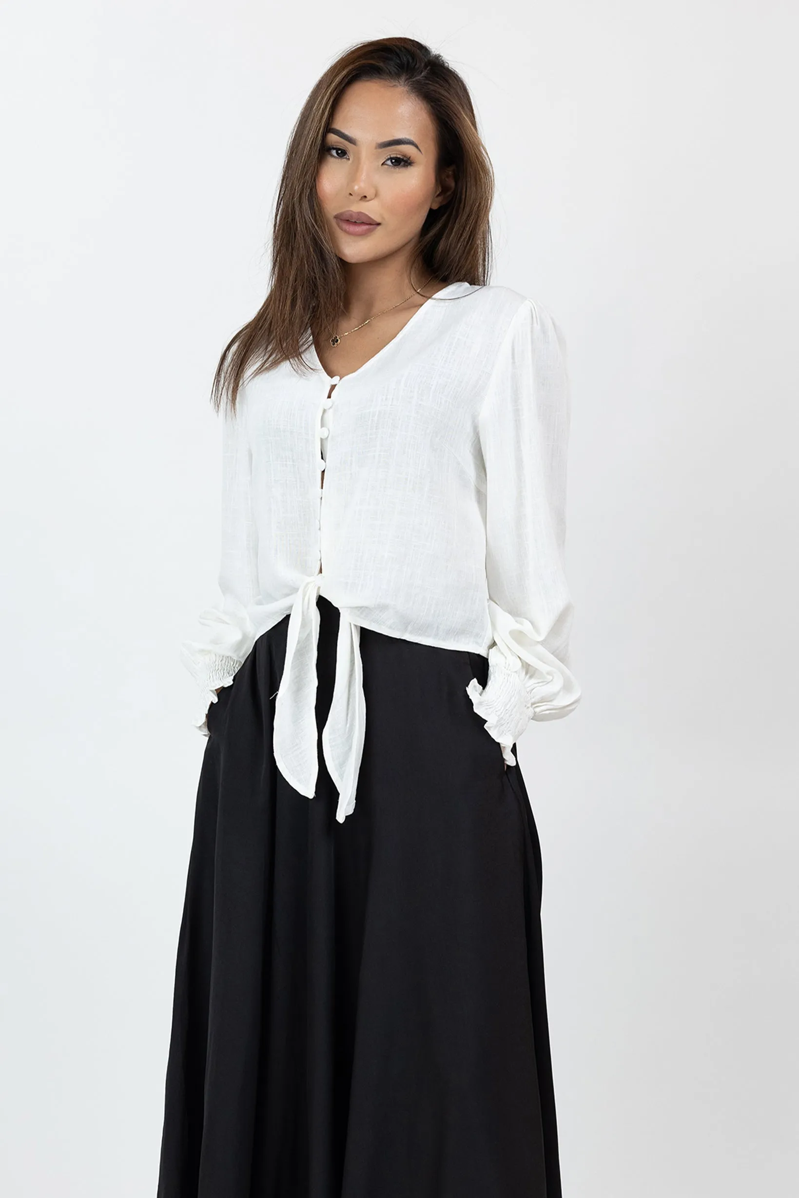 Annie Crop Tie Shirt