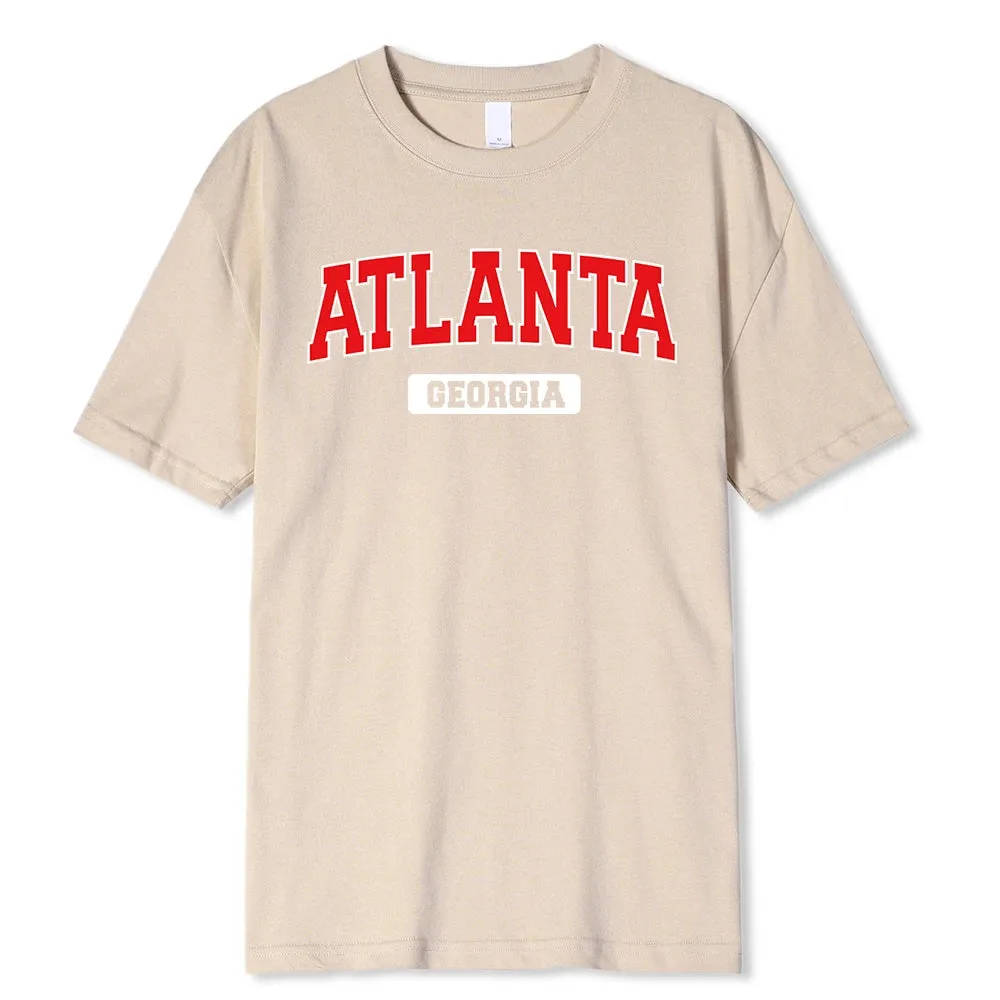 Atlanta Georgia Street Printing Men T Shirt Fashion Casual Tshirts Street Oversize Tshirt Loose 100% Cotton Tee Clothing Man