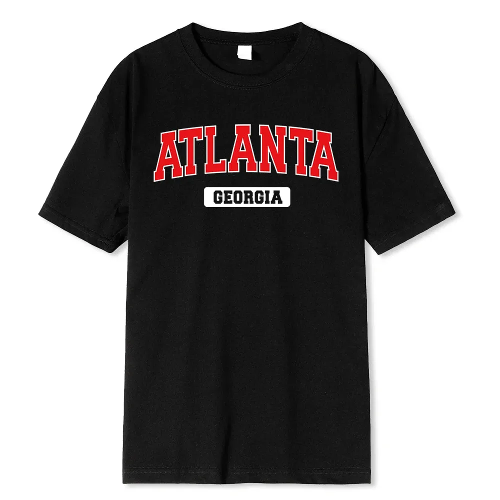 Atlanta Georgia Street Printing Men T Shirt Fashion Casual Tshirts Street Oversize Tshirt Loose 100% Cotton Tee Clothing Man