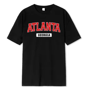 Atlanta Georgia Street Printing Men T Shirt Fashion Casual Tshirts Street Oversize Tshirt Loose 100% Cotton Tee Clothing Man