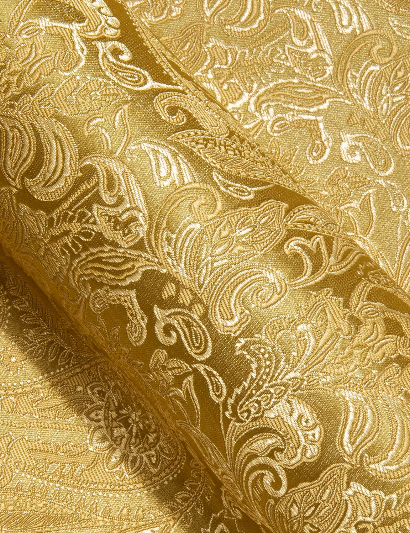 Barry Wang Men's Shirt Golden Jacquard Paisley Silk Long Sleeve Shirt