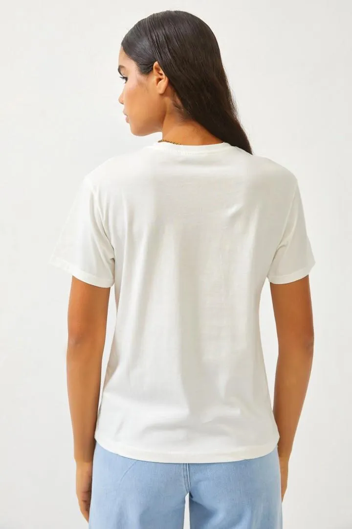 Basic White Cotton Crew Neck T-shirt