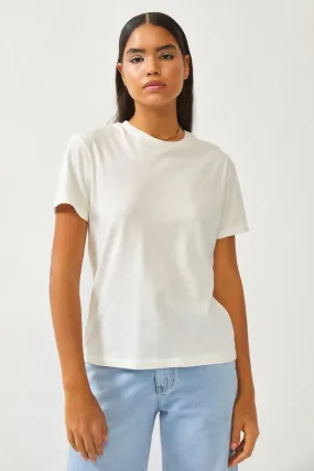 Basic White Cotton Crew Neck T-shirt
