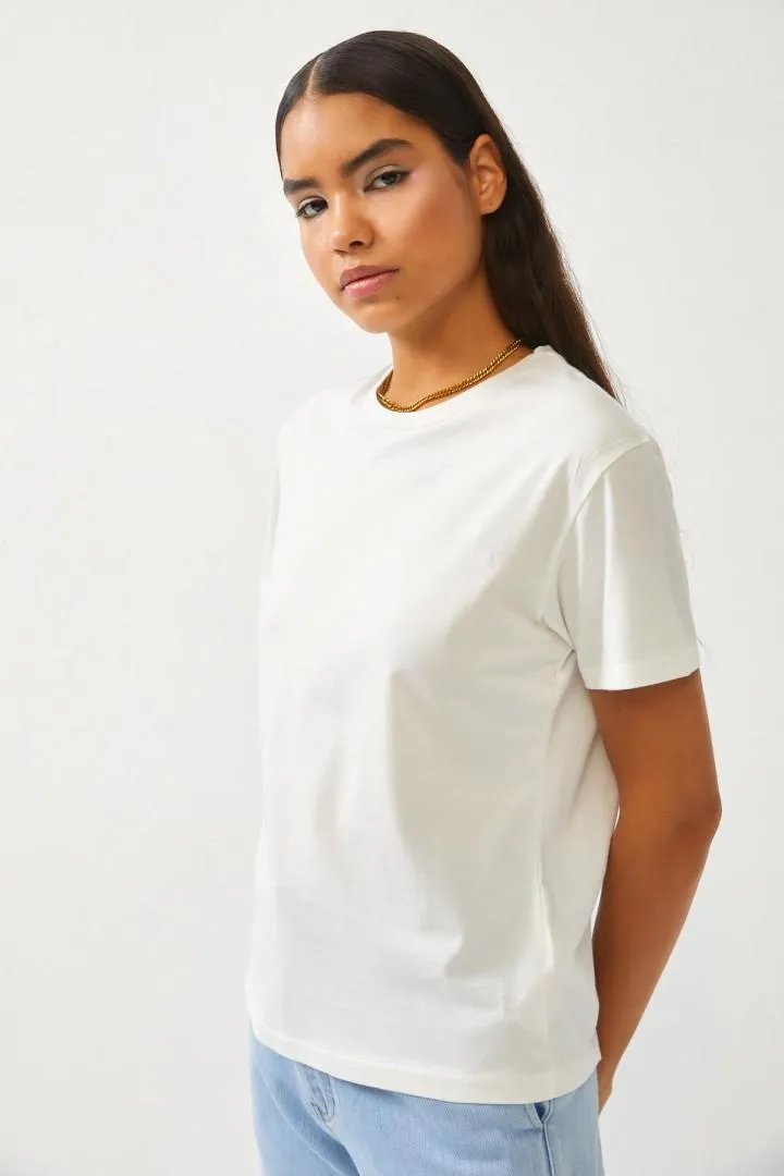 Basic White Cotton Crew Neck T-shirt