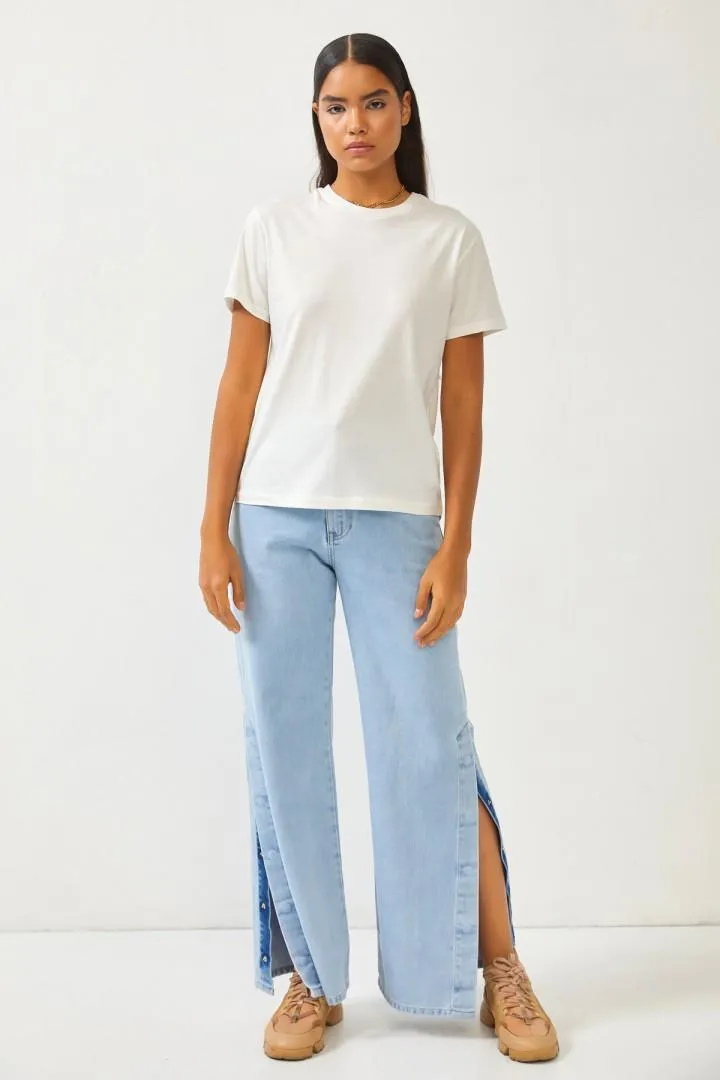 Basic White Cotton Crew Neck T-shirt