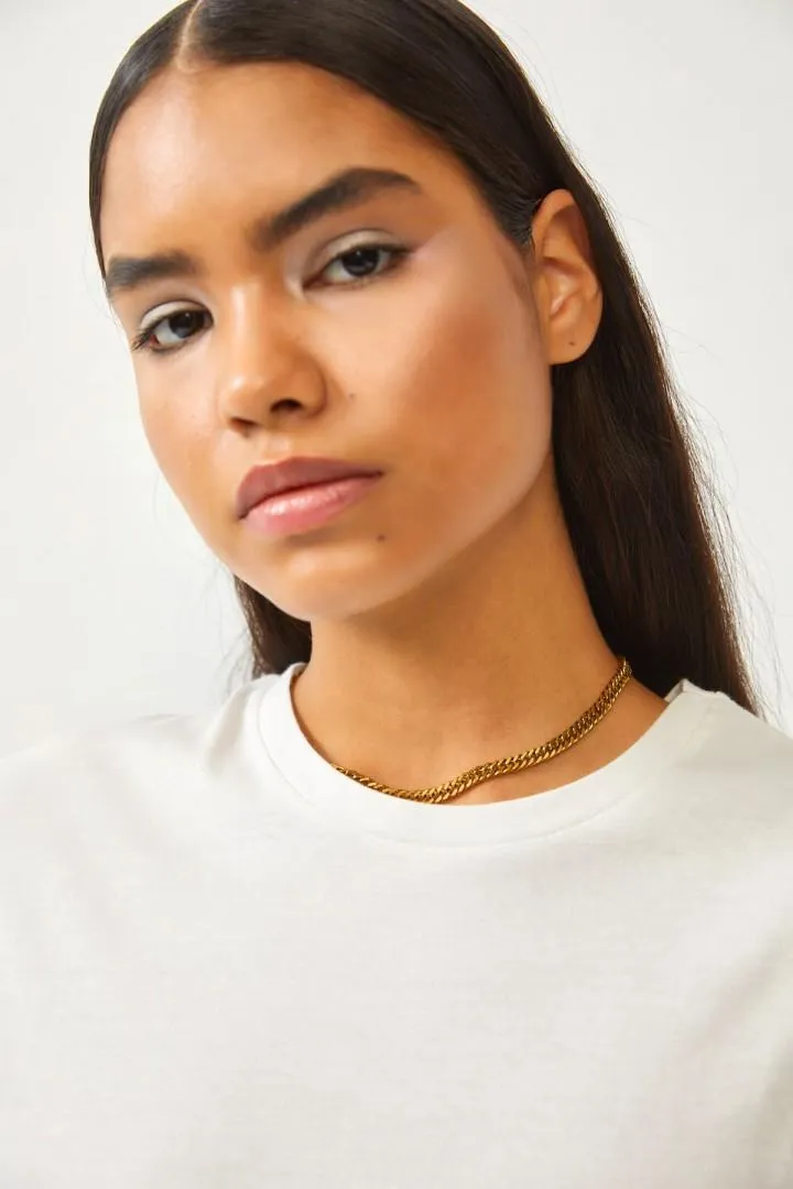 Basic White Cotton Crew Neck T-shirt