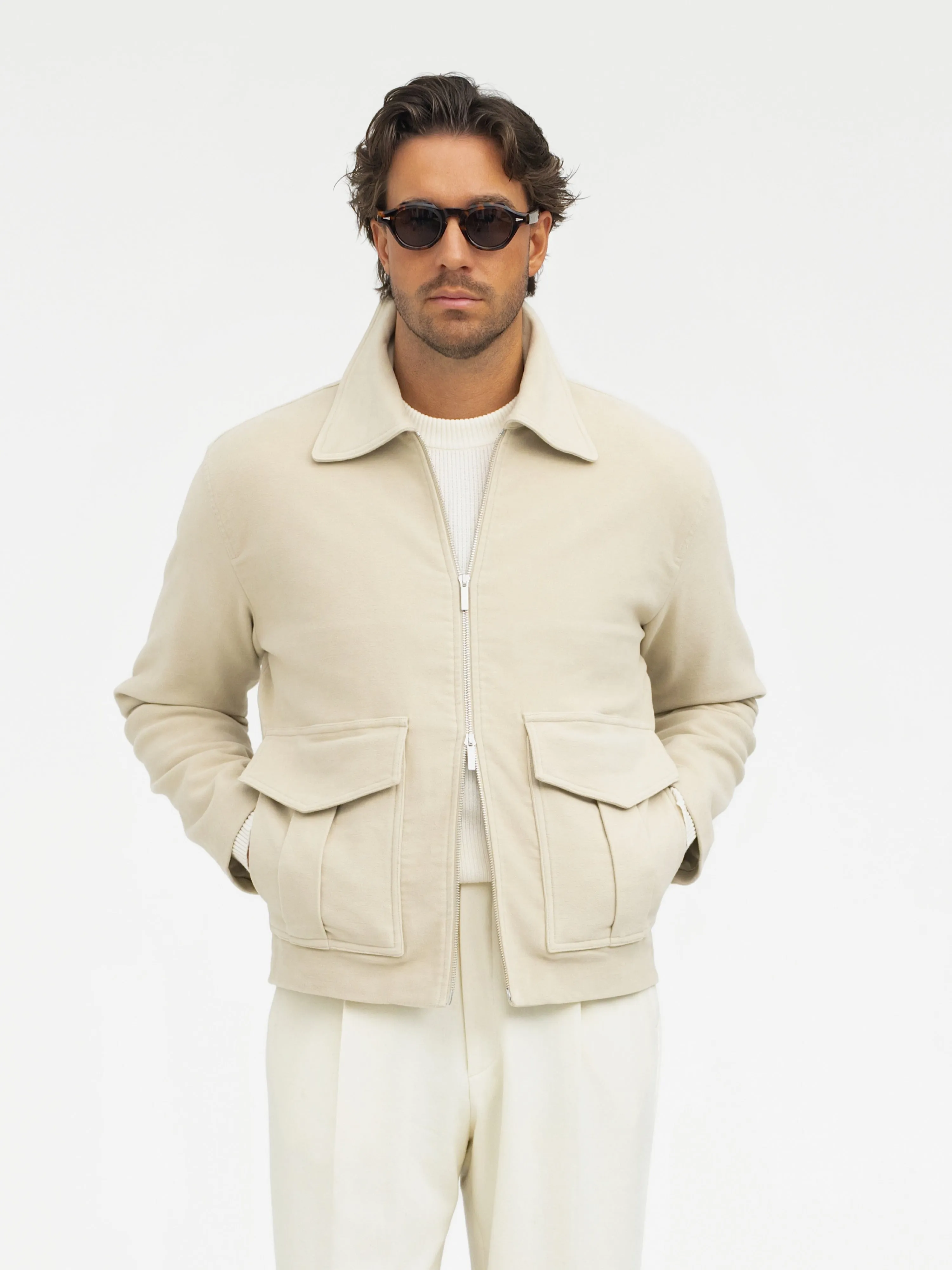 Beige Moleskin Flight Jacket