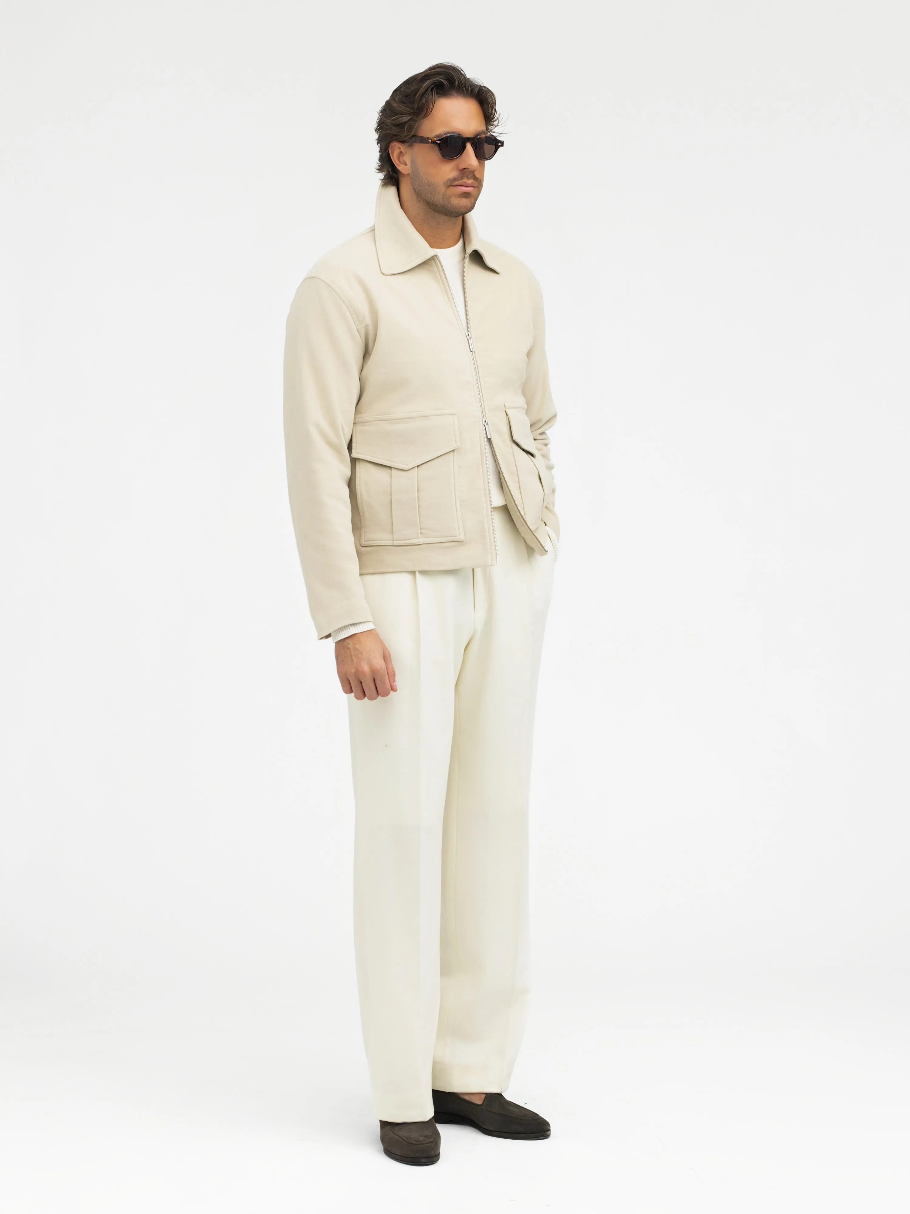 Beige Moleskin Flight Jacket