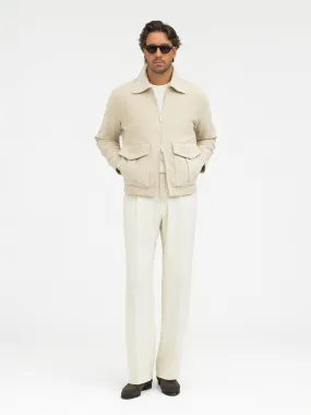 Beige Moleskin Flight Jacket