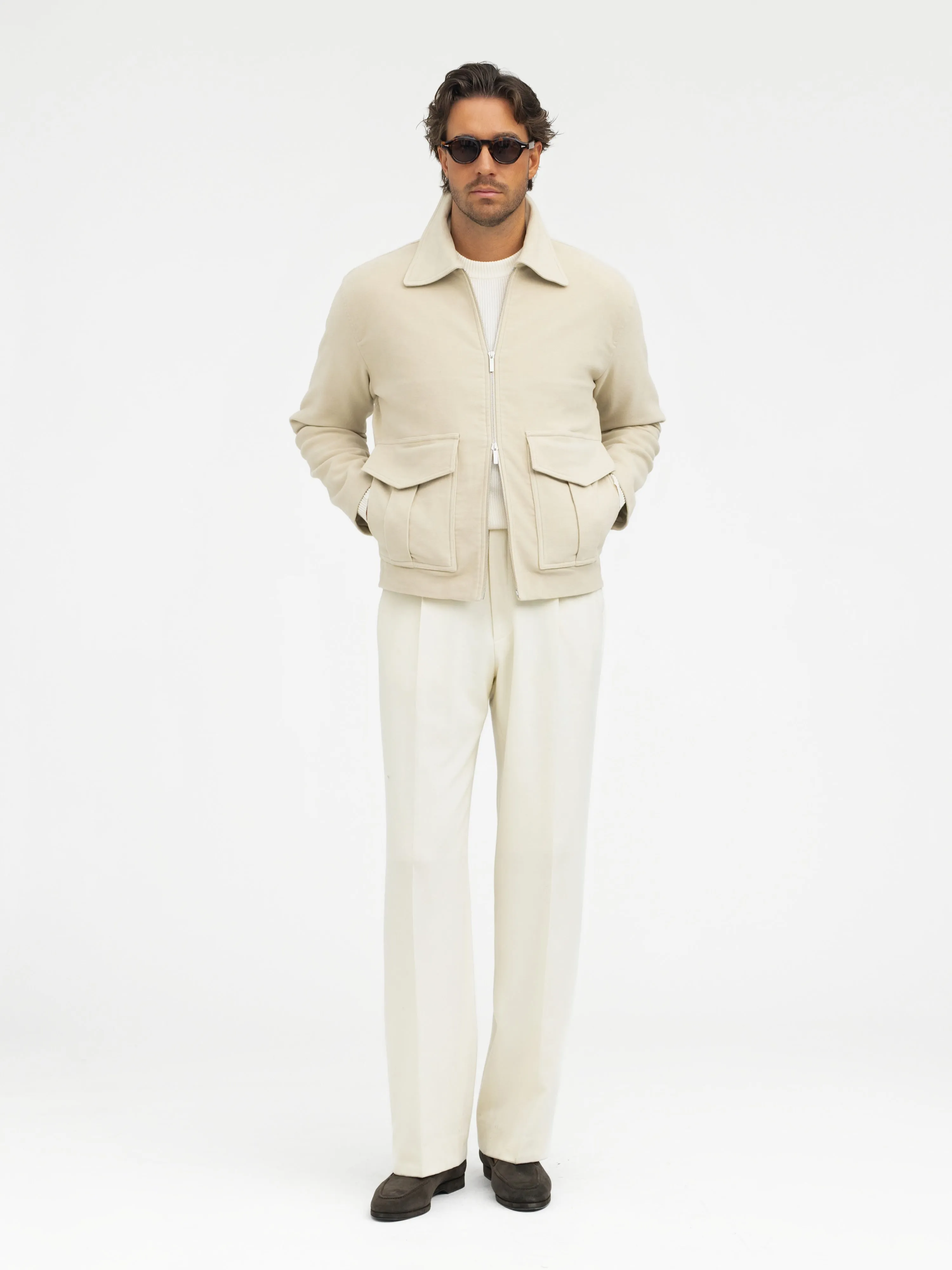 Beige Moleskin Flight Jacket