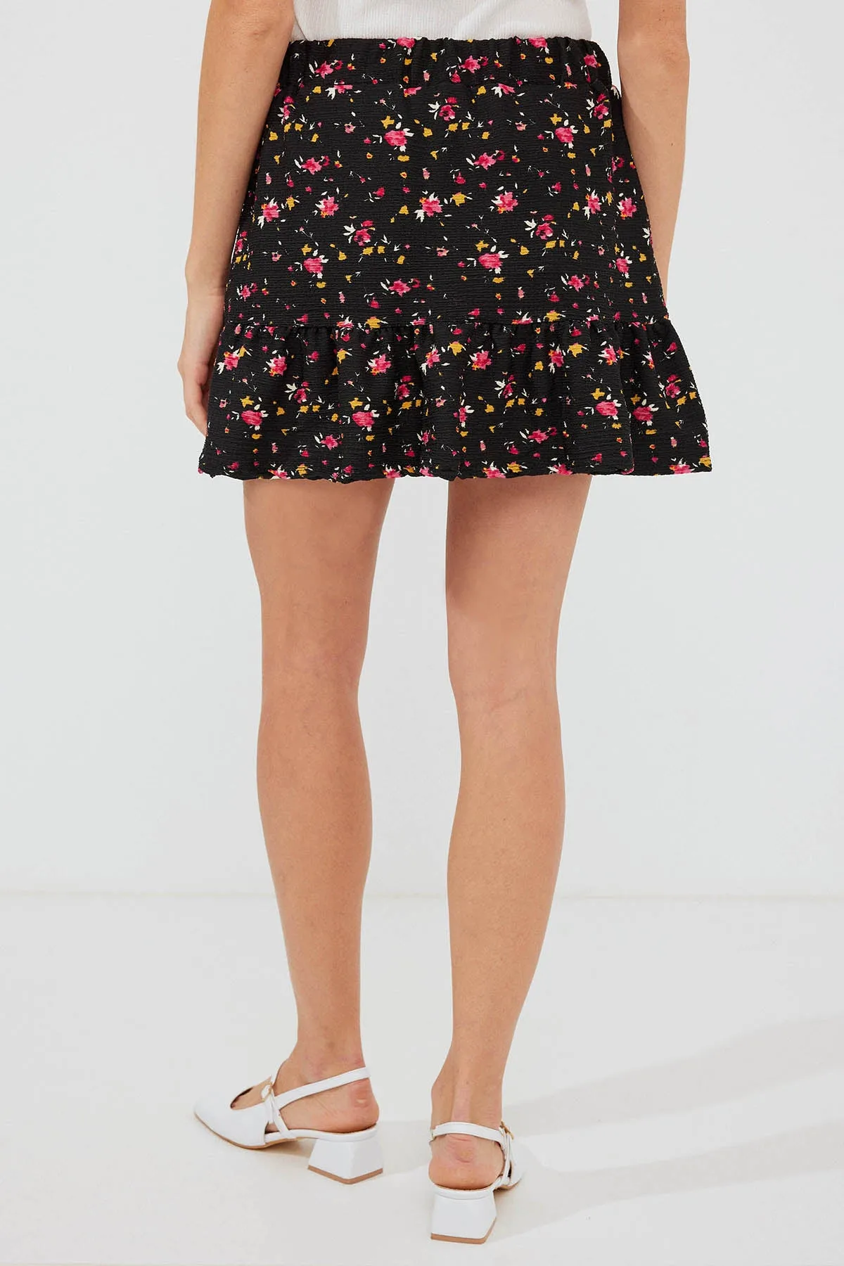 BGD Women Patterned Viscose Mini Skirt - Dark Black - Avondale