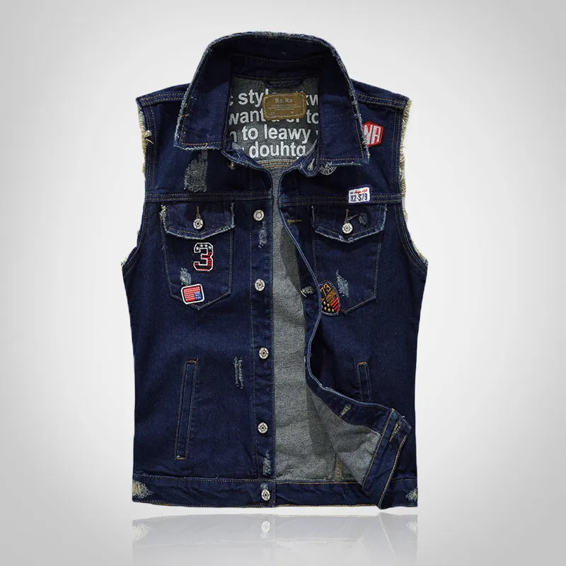 Biker Patch Badge Denim Vest