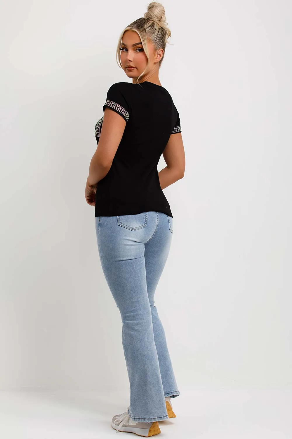 Black T Shirt With Diamante Sparkly Co Co Embellishment