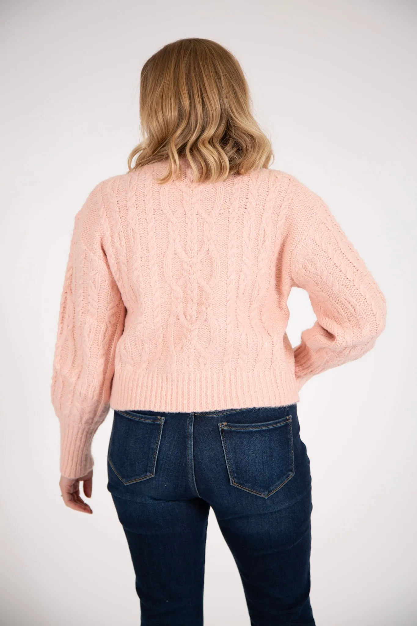 Brush Cable Knit Cropped Sweater | Blush Pink