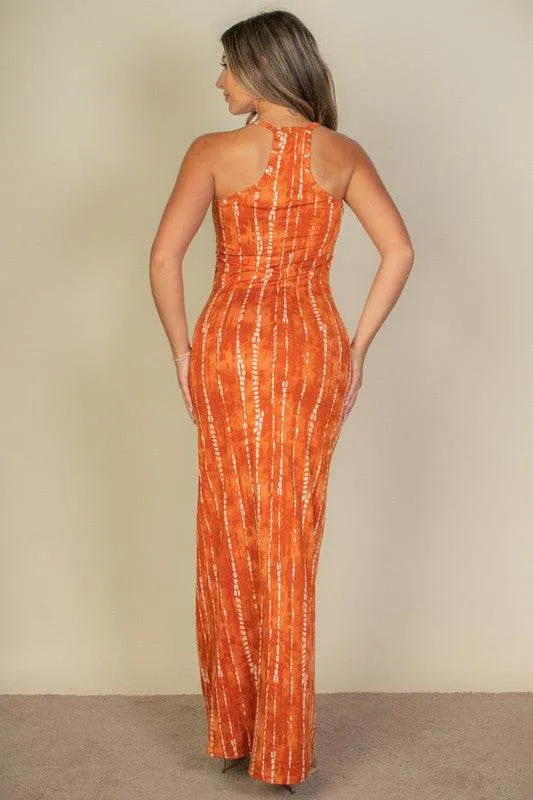 Capella Tie Dye Printed Cami Bodycon Scoop Neck Maxi Dress