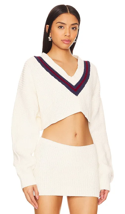 Champion X DANIELLE GUIZIO Crop Rib Knit Pullover Sweater in Cream