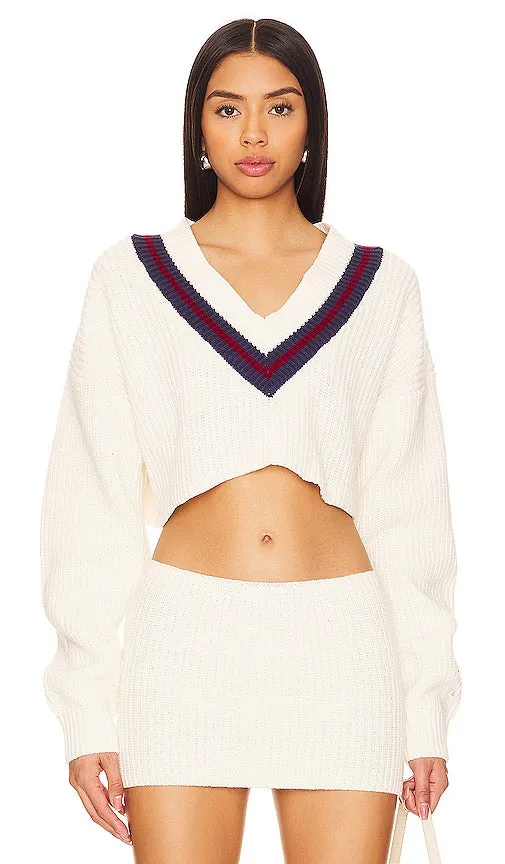 Champion X DANIELLE GUIZIO Crop Rib Knit Pullover Sweater in Cream