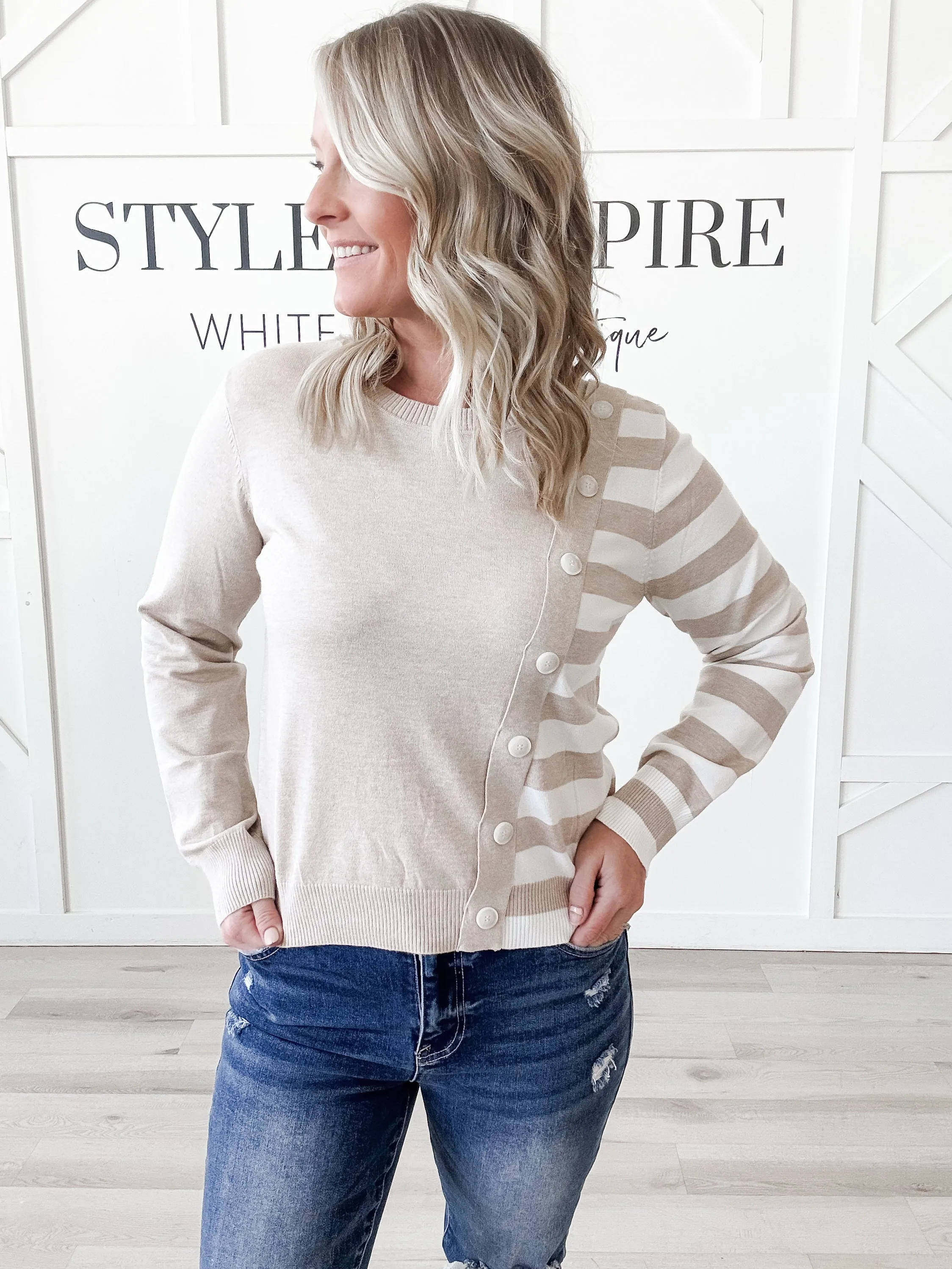 Chloe Asymmetrical Stripe Sweater