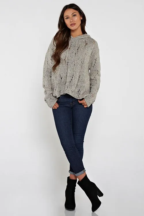 Cozy Distressed Long Sleeve Hoodie