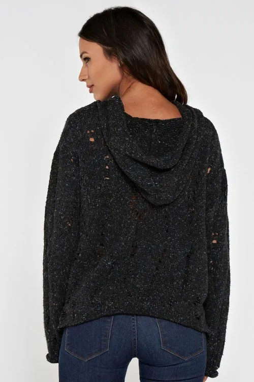 Cozy Distressed Long Sleeve Hoodie