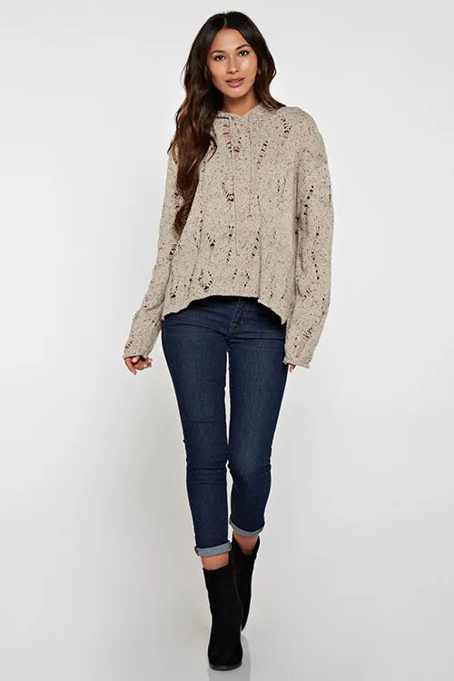 Cozy Distressed Long Sleeve Hoodie