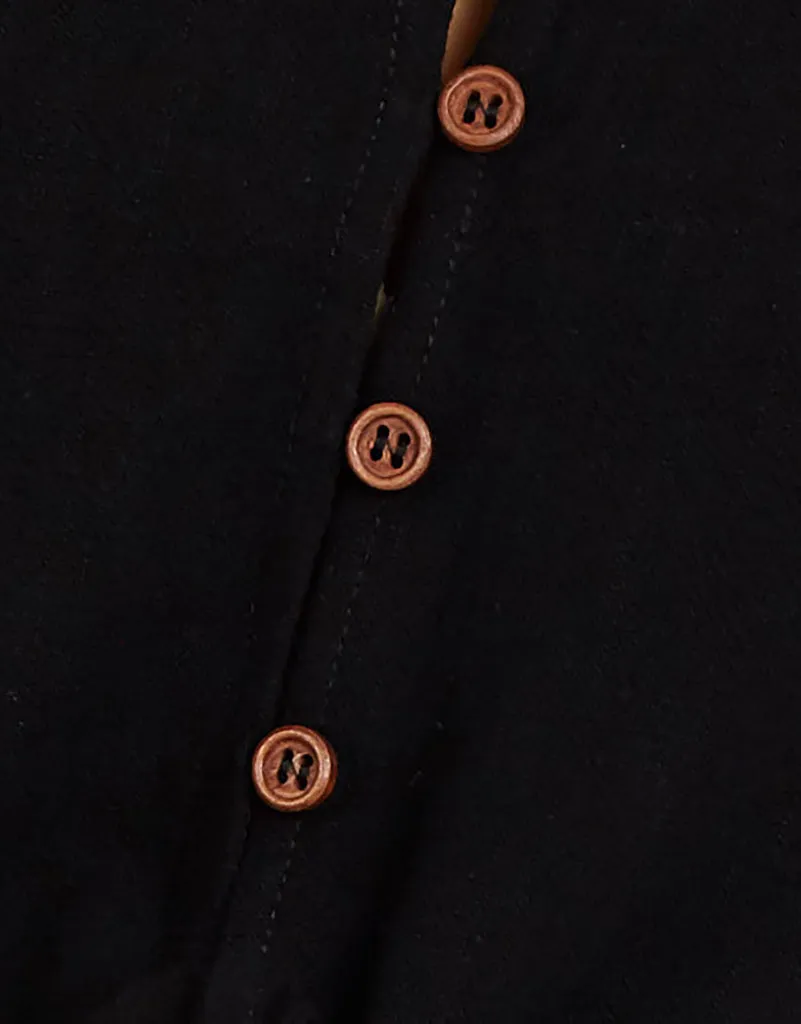 Crop Linen Shell Button Top