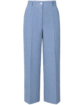 Denim and Cream Seersucker Chiara Wide Leg Crop Pant