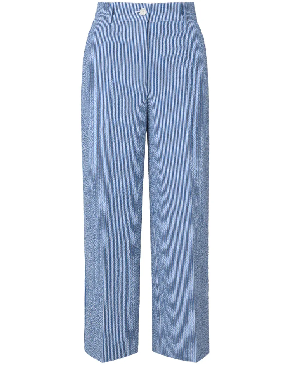 Denim and Cream Seersucker Chiara Wide Leg Crop Pant