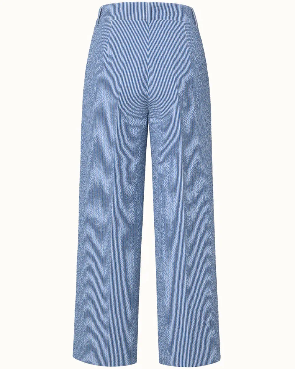 Denim and Cream Seersucker Chiara Wide Leg Crop Pant