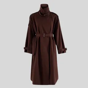Elegant Trench Coat with Belt - Burgundy