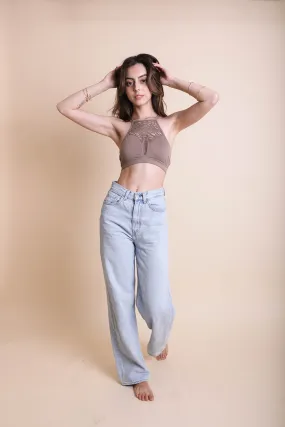 Floral Cutout Seamless Crop Bralette Top