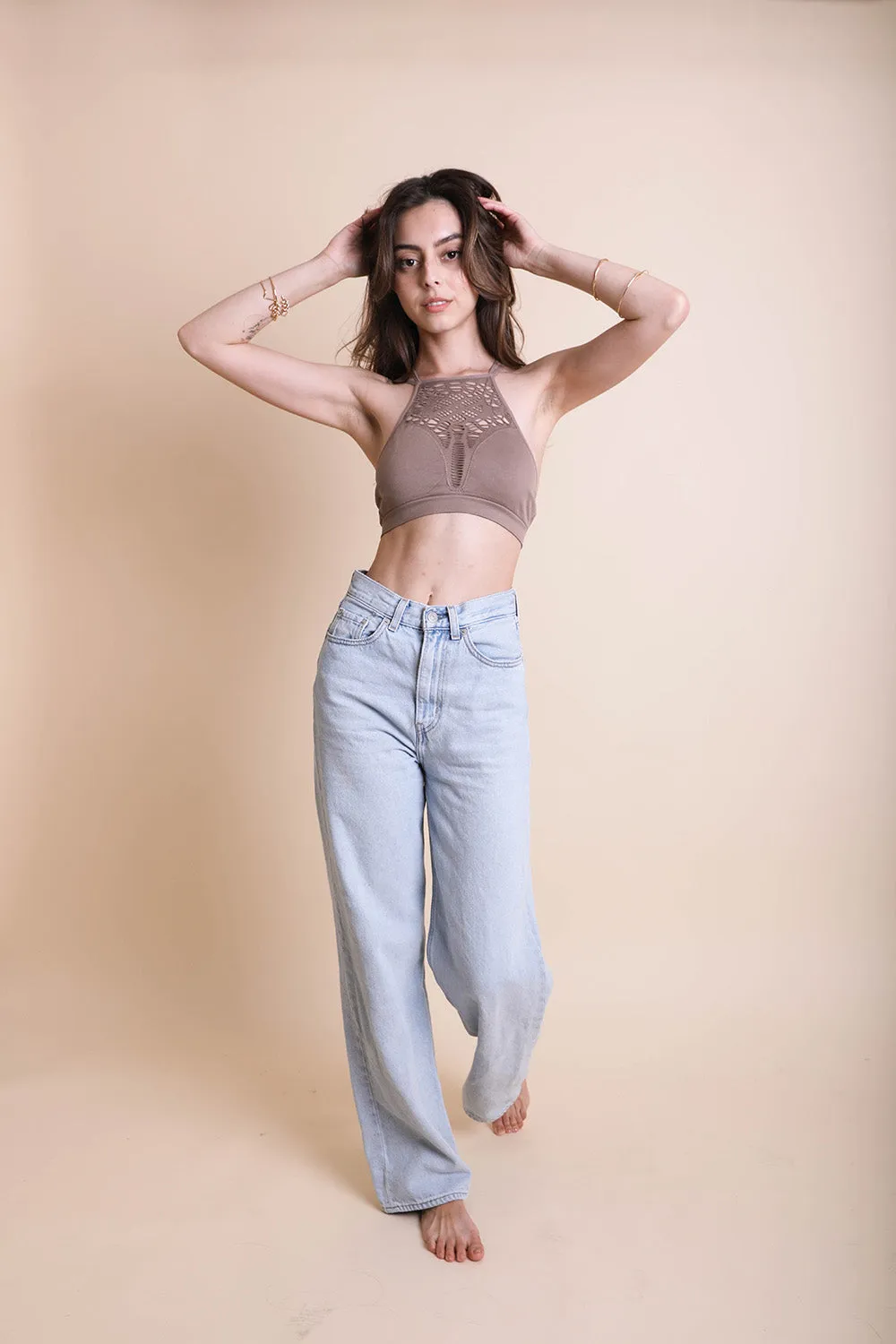 Floral Cutout Seamless Crop Bralette Top