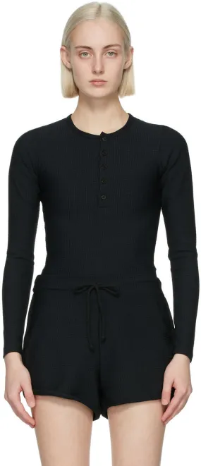 Gil Rodriguez SSENSE Exclusive Black Thermal Henley Long Sleeve T-Shirt